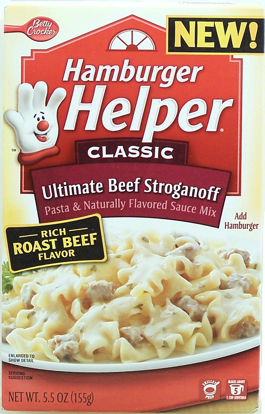 Betty Crocker Hamburger Helper deluxe beef stroganoff pasta & sauce mix, you add hamburger Full-Size Picture